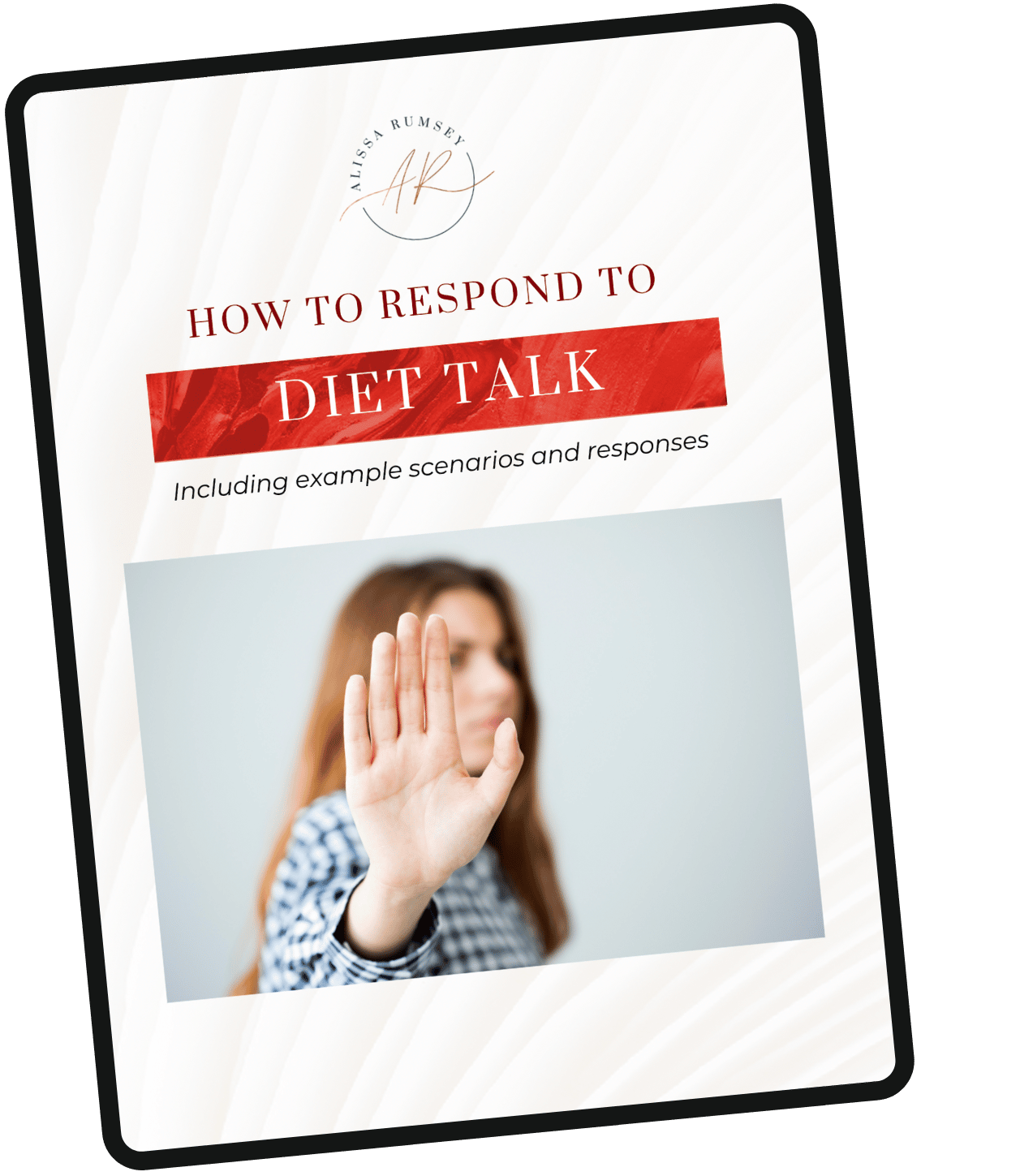 ipad with image of how to respond to diet talk handout