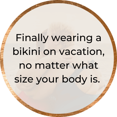 image that says finally wearing a bikini on vacation no matter what size your body is
